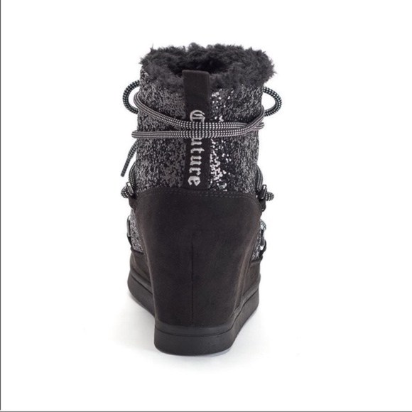 Juicy Couture Ankle Boots Black Glitter 10 NWT - Picture 4 of 5